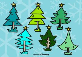 Doodle christmas trees vector