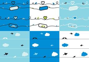 Set Silhouette of Birds on Wires  vector