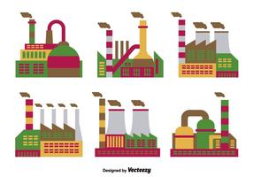 Iconos planos de fábrica vector