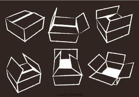 Cardboard Box Chalk Draw Vector