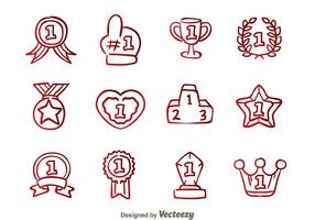 Iconos de la mano de la insignia del primer lugar vector