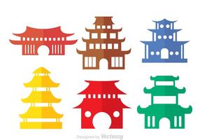 Colorful Chinese Temple Vectors