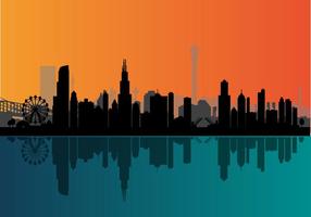 Vector de la noche de Chicago Skyline