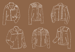 Chaqueta de cuero línea vector de arte conjunto