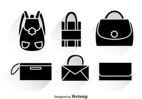 Bag Black Icons With Shadows vector