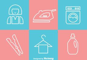 Laundry White Outline Icons vector
