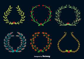 Doodle christmas round wreaths vector