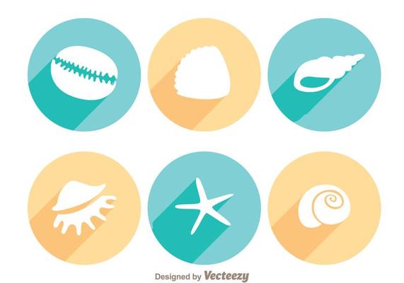 Starfish And Shell Long Shadow icons