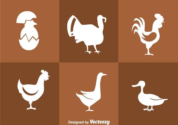Fowl White Silhouette Icons