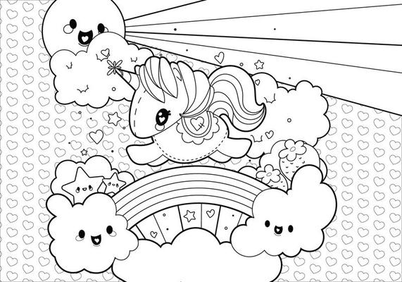 Rainbow Unicorn Scene Coloring Page