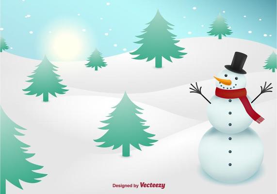 Snowman on snow background