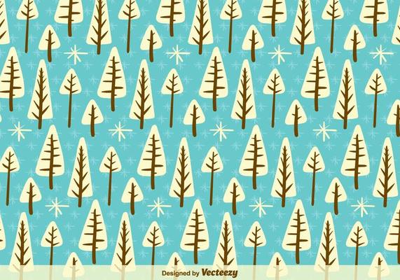White cartoon trees pattern