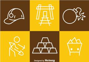 Gold Mine Tin Outline Icons vector