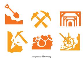 Mining Worker Icons Set vector