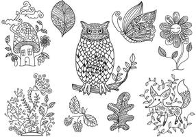 Free Enchanted Forest Coloring Vectors