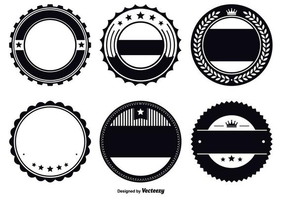 Free Vector  Four round metallic premium badges set