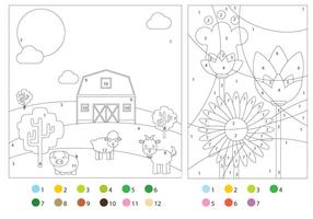 Coloring Pages With Color Guides vector