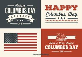 Columbus Day Retro Style Label Set vector