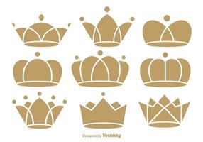 Iconos de corona plana vector