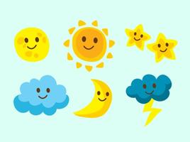 Cute Characters Sky Icons vector