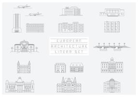 Free Vector Collection of Linear Icons and Illustrations with Buildings