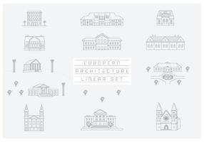 Free Vector Collection of Linear Icons and Illustrations with Buildings