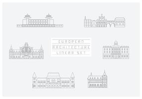 Free Vector Collection of Linear Icons and Illustrations with Buildings