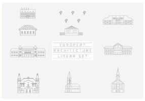 Colección de vector libre de iconos lineales y las ilustraciones con edificios