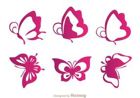 Iconos púrpuras de la mariposa vector