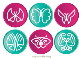 Butterfly Circle Icons vector