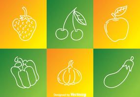 Fruits And Vegetables Outline Icons vector