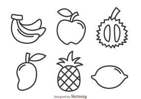 Iconos de contorno de frutas vector