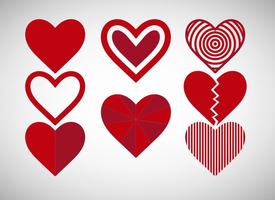 Iconos de corazones rojos vector