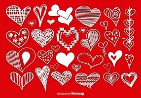 Scrapbook style hand drawn hearts vector