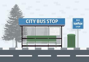 City Bus Stop Vector Background