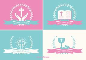 First Communion Label Set vector