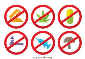 No Drugs Flat Colors Icons vector