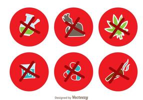 No Drugs Red Circle Icons vector