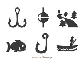 Fishing Gray Icons vector