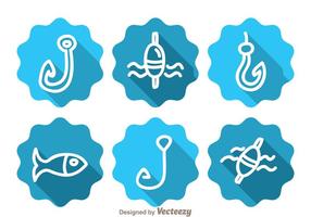 Fishing Long Shadow Icons vector