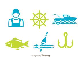 Iconos de elemento de pesca vector