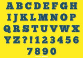 Conjunto de alfabeto de puntada azul vector