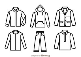 Iconos del esquema de la ropa vector