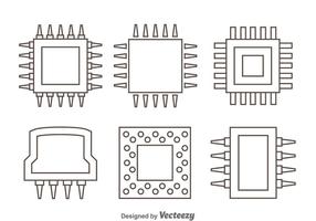 Iconos de esquema Microchip vector