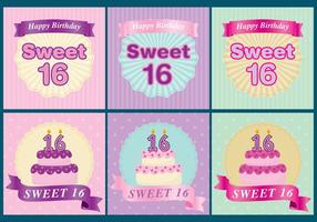 Sweet 16 Tarjetas vector