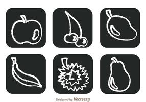 Iconos de dibujo de tiza de frutas vector