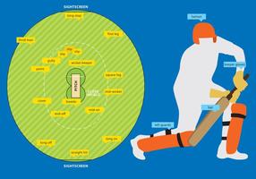 Cricket Field And Equipment vector