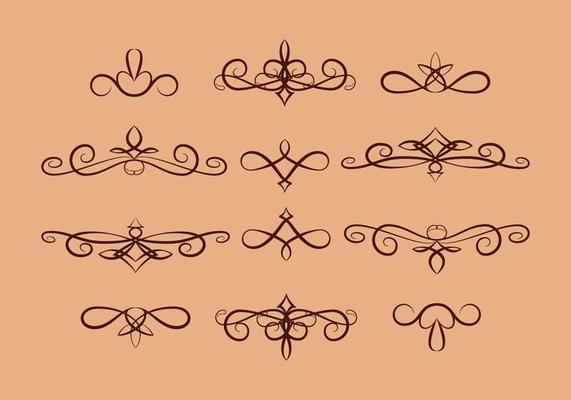 Scrollwork Set on Tan Background