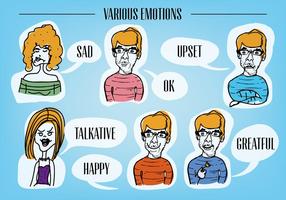 Various Emotion Faces Vector Background