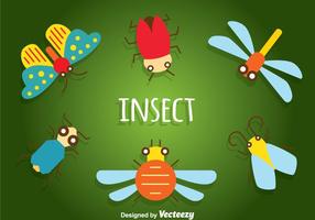 Iconos planos de insectos vector